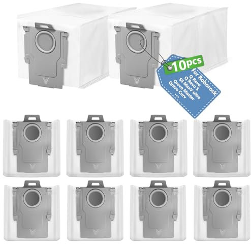 10 Stück Staubbeutel für Roborock Q Revo/Qrevo S/Saros 10R/Qrevo Pro/QV 35A/Qrevo Maste/Qrevo Slim/Qrevo Edge/Qrevo Curv/S8 MaxV Ultra, 3L große Kapazität, Kompatibel Ersatz Zubehör Staubsaugerbeutel