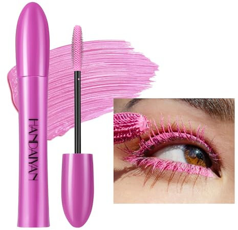 GL-Turelifes Colorful Mascara Bunte Fasermascara Charmante,dicker Pinsel,Curling, langlebige Mascara mit dicken und langen Wimpern, wasserdicht und wischfest (#2 Rosa, Stück)