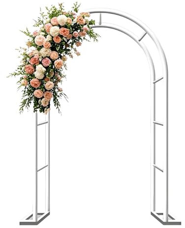 Arco Giardino Supporto in Ferro per Rampicanti per Piante E Decorazioni Esterni E Interni, Traliccio Pergolati Pergolato per Matrimonio, Resistente alle Intemperie(White,W80 x H200cm)