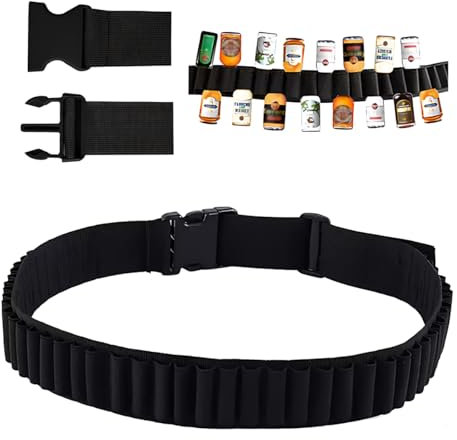 fuzhik Berentzen Klopfer Gürtel, Schnapsgürtel, Kostüm, Shot Schnaps Mini Alkohol Kette, Klopfergürtel Zapfanlage für Karneval, 27 Slots (Schwarz)