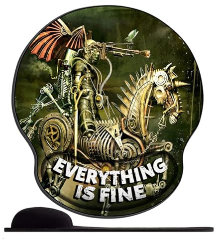 SENDJJ Mauspad mit Gelkissen 25,5 x 23 cm, Mauspad mit Handballenauflage für Computer/PC, Handgelenk Entlastung, Vorbeugung Sehnscheidenentzündung-Retro Punk Roboter Ritter