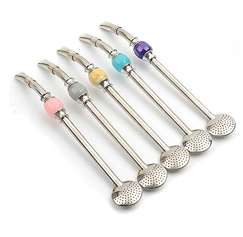 PartyKindom Yerba Mate Trinkhalm mit Abnehmbarem Filterkopf und Reinigungsbürste Zubehör für Mate Tee und Kaffee