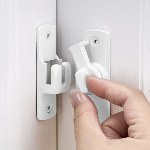 INIRET 2 Packs Matte White Barn Door Latches,90/180 Degree Gate Lock,Aluminum Alloy Right Angle Door Lock Latch,Flip Gate Latches,Door Security Sliding Door Latch Lock fo Cabinets,Barn Door,Bathroom