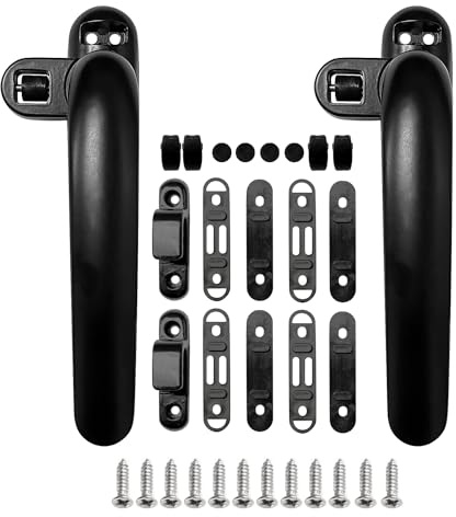 2 Stück Fenstergriff Edelstahl, Fenstergriff Edelstahl, Fenstersicherung Kinder mit Schrauben, Universal Dreh-Kipp 90 Grad Rastung Balkon Terrasse, 16cm×5cm - schwarz