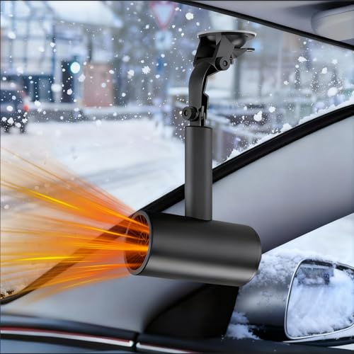 OBEST Chauffage de Voiture Portable 12V - Dégivreur de Pare-Brise,avec Ventouse,Insérer dans l'allume-Cigare pour Un Chauffage Rapide,Convient pour la Plupart des Véhicules