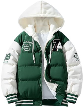 Oanviso Veste De Baseball Unisexe Hiver Chaud Manteau Homme Femmes Doudoune Y2K 90S College Jacket Matelassée Moto Épaissir Blouson Bomber Vestes Manteaux