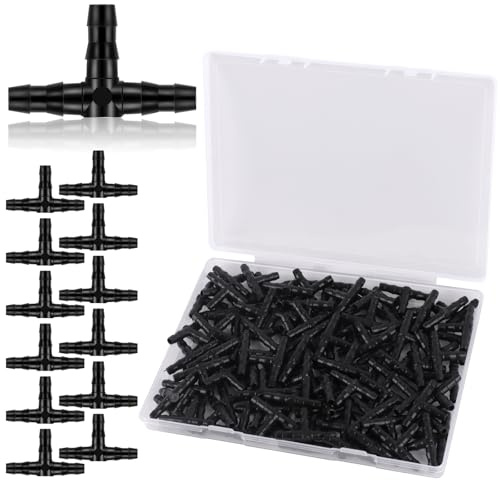 TOROKOM - Raccordo a T per irrigazione a goccia 4/7 mm, con barb, raccordo per tubo in PVC, ugello nebulizzante, spruzzatore a goccia, micro spray, irrigazione articolare (100 pezzi)
