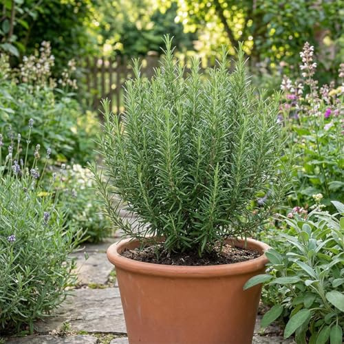 Bloomique - 6er - Set - Rosmarinus officinalis - Rosmarin - Winterhart - Immergrün - Balkonpflanzen - Mehrjährig - Höhe 10-20 cm - Topf 9 cm