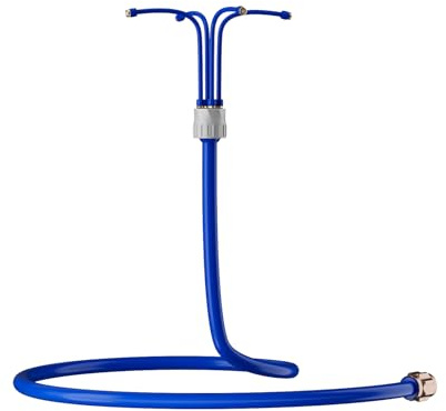 RESTMO 180 cm Mistsprinkler, Sprühnebel Kühlung mit 4 Düsen für Terrasse | 360° Abdeckung, 3/4 BSP, höhenverstellbar, wassersparend, für Pool, Gewächshaus & Outdoor, Sprühnebel Kühlung Terrasse