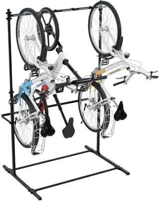 QLS Fahrradständer für 5 Fahrräder – freistehender Fahrradhalter mit vertikaler Aufhängung, Stahl pulverbeschichtet, platzsparend für Garage & Keller
