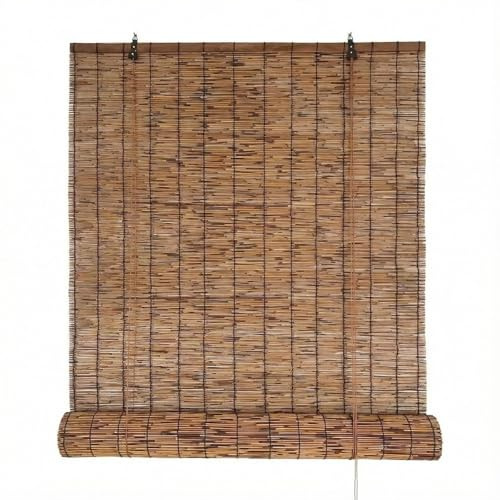HGTRH Extra Wide Outdoor Shade Bamboo Blinds Roll Up Shades Waterproof Privacy Screen for Patio Porch Balcony Pergola Terrace, Window Blackout Sun Shade for Outside 80x160cm