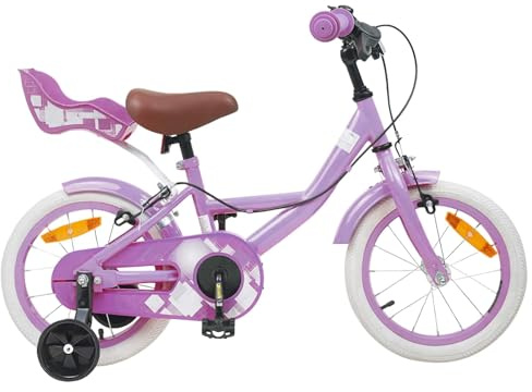 vidaXL Bicicletta per bambini da 16 pollici per 4-6 anni viola bicicletta per bambini classica, manubrio regolabile, telaio in acciaio, modello entry-level per avventure in bicicletta allegre