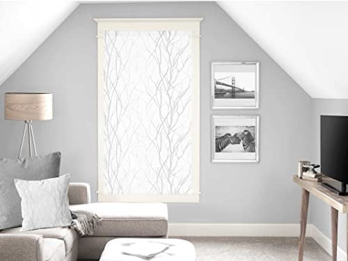 Soleil d'ocre, Liane Brise-bise Dévoré, Polyester, Blanc, 60x120 cm