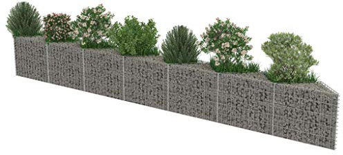 Festnight Gabion Jardin Acier Galvanisé Gabion Jardiniere Argenté 450 x 30 x 50 cm