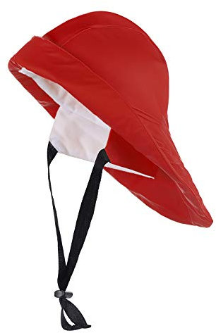 tomBrook Südwester Regenhut Unisex - wasserdichte Regenmütze mit verstellbaren Kinnriemen und Innenfutter in Rot Größe XL