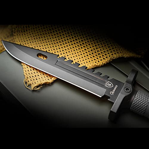 TS Couteau 12.75 M9 | Couteau de survie | Couteau de survie pour aventuriers dans la nature | Lame en acier inoxydable noir | Couteau de survie, Randonnée, Camping