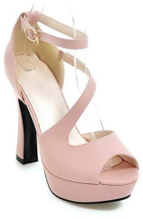 WMZQW Scarpe Decolté Plateau Donna Scarpe col Tacco Eleganti Tacchi Alti Scarpe da Sera Sexy Sposa Festa Sandali con Tacco Alto,Rosa,37