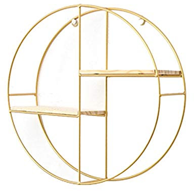 Washranp Wandregal aus Metall und Holz, rund, zum Aufhängen, für Haushalt, Schlafzimmer, Wohnzimmer, goldenes Hexagon*