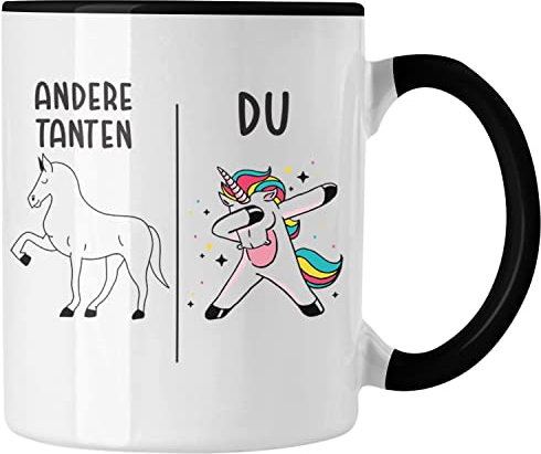 Trendation - Beste Tante Geschenk Tasse mit Spruch Kaffeetasse für Tante Geschenkidee (Schwarz)