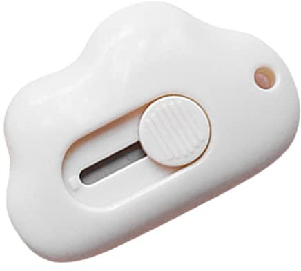 M/N ////N Couteau Utilitaire Ouvre-Lettre Cutter, Portable KN Papeterie Cutter en Forme Nuage pour Porte-clés, Bleu, Blanc