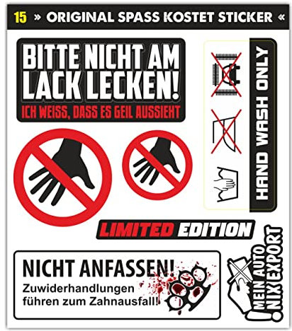 Sticker Set Nicht anfassen Autoliebe Edition Aufkleber