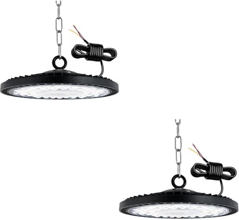 2pcs UFO LED 200W, Projecteur 20000LM Spot High Bay Lumière, IP65 Blanc Froid 6500K pour l'éclairage de Garage Usine Atelier Gymnase