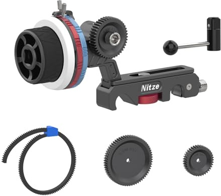 Nitze 15mm Follow Focus System mit Three Drive Gears, Three Marking Disks, Gear Ring Belt und Crank, Support A/B Hard Stops & 360° Infinity Zoom für Sony A7 FX3 A9 BMPCC 4K 6K Pro GH5 S5 Cage - MF15D