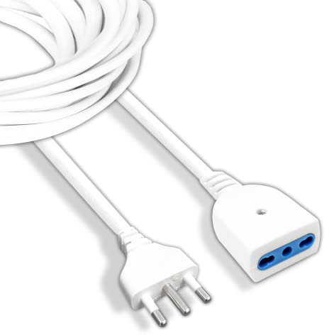 V-TAC Prolunga Elettrica da 3 Metri con Presa 10/16A Bipasso - Prolunga Cavo Elettrico per Casa, Ufficio, Negozio, Lavoro - Super Resistente - Spina 16A - Bianco