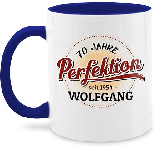 Tasse Tassen 325ml - 70. Geburtstag - 70 Jahre Perfektion - seit 1955-325 ml - Dunkelblau - geschenke zum spruch 70.geburtstag 1952 haferl für männer ab name 70sten 1953 teetasse frauen