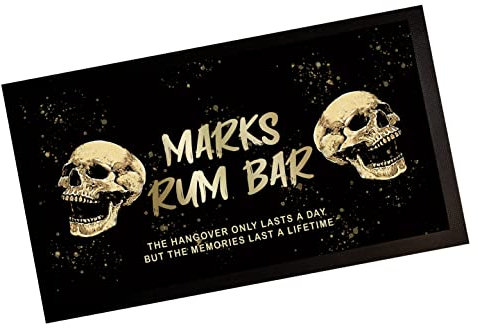 V2 Tapis de bar personnalisé Motif crâne épicé