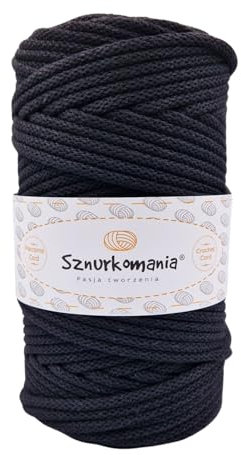 Sznurkomania, Baumwollkordel 5mm 100m, 46 Farben, Weiß Farbe, Makramee Garn, Baumwollgarn, geflochtene Baumwollkordel 5mm mit Kern, Makramee Kordel, Häkelkordel