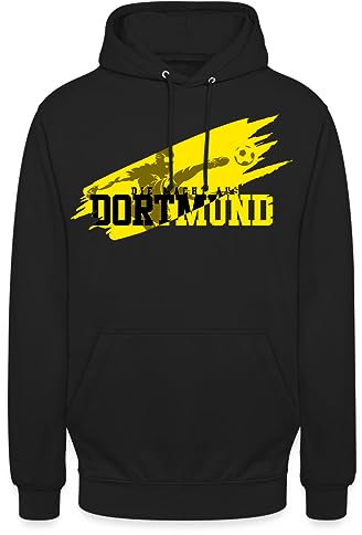 Spreadshirt Dortmund Fußball Fan Sport Unisex Hoodie, L, Schwarz