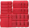 Casabella Luxury Bath Towel Set- 10 Piece Towels for Bathroom 100% Cotton-2 Bath Towels, 2 Hand Towels, 4 Face cloth & 2 Body Wash Gloves Highly Absorbent Hotel Quality Towel Bale Set Red
