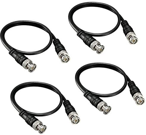 CTXSumTec 4 in Pack BNC M/M Connector Cable (1.6ft/20) - BNC Male to BNC Male Video Coaxial Extension Cable for CCTV Surveillance Camera Cable