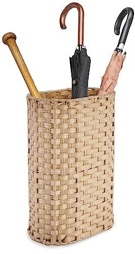 PEMAR Wicker Umbrella Holder, Hand Woven Umbrella Stand Basket Decorative Cane Holder Rack for Home, Entryway Multipurpose Narrow Tall Basket (Natural)