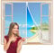 Fliegengitter Magnet Fenster 95x110 cm BalkonFenster Insektenschutz Fliegenvorhang Magnetisch Fenstere, Insektenschutz Vorhang Fenster Lamellenvorhang Magnetvorhang Weiß Z