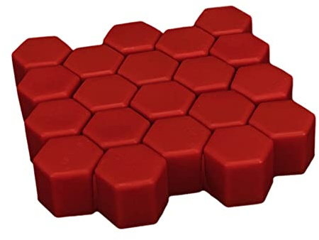 20pcs Capuchons D'écrou de Roue 17mm Écrou Capuchon Cache-vis Lumineux Nuit pour Voiture Cache écrou Hexagonal en Silicone Cache-Vis Boulon Jantes, avec Outil Demontage, Décor de Voiture, Rouge