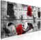 decomonkey Bilder Kaffee Küche 150x50 cm 1 Teilig Leinwandbilder Bild auf Leinwand Vlies Wandbild Kunstdruck Wanddeko Wand Wohnzimmer Wanddekoration Modern Deko Kochen Caffe Holz Rosen