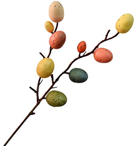 SUPYINI Osterei-Dekoration, 33 x 2 x 3 Ostereier-Baumschmuck, bunte Osterei-Ornamente, Ostereierzweig, Blumenspieße Vase, Rasen, Blumentopf-Dekoration (A)