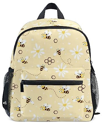Kleinkind Rucksack für Jungen/Mädchen Niedlich Kinder Kindergarten Schule Buch Tasche Reise Daypack mit Brustgurt Gänseblümchen Biene Muster Blumen, Mehrfarbig, Small