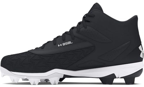 Under Armour Leadoff Mid 3.0 Baseball Cleat Sneaker für Herren, (001) Schwarz/Schwarz/Weiß, 47.5 EU