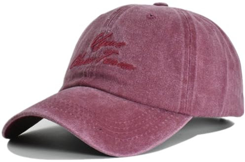 LANLYLGQ Baseball Cap Snapback Baseballkappe Unisex Herren Damen Vintage Stickerei UV Schutz Docker Cap Sonnenhut (Baumwolle, Rot)