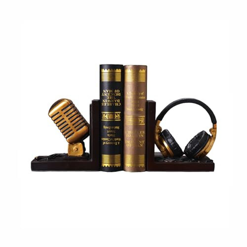 FriendshipHome Serre-Livres décoratifs avec Microphone et écouteurs, Serre-Livres en résine Berserk pour Livres Lourds, Serre-Livres décoratifs Uniques