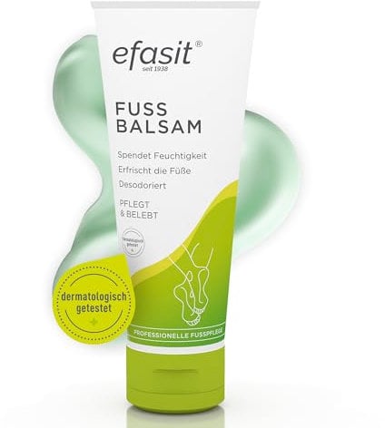 efasit Balsamo per i piedi – ricca cura per i piedi asciutti, crema per i piedi con olio di jojoba e rosmarino, consolida e camomilla, crema per la cura dei piedi, 75 ml