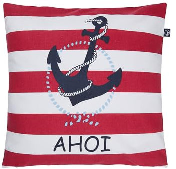 SCHIETWETTER Accessoire Kissenbezug AHOI 50x50cm, Kissenhülle, Zierkissen, Dekokissen, gestreift, Anker, maritim