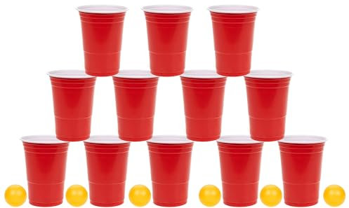 Lizzy 24pc Beer Pong Game Set | 4 Ping Pong Balls, 20 Red & Blue Cups | Drinking Game for Stag & Hen Parties, Christmas and Holidays