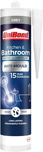Anti Mould Silicone Sealant- Silicone Sealant Waterproof Durable, Ideal For Kitchen & Bathrooms Repels, Kills and Prevents Mould Growth, Long-Lasting Shower Sealant (Grey, 274 Gram)