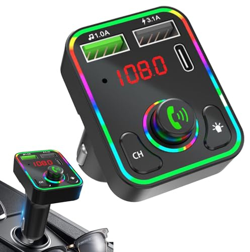 Tuxxjzm Adattatore senza fili per auto, trasmettitore senza fili per auto, caricabatterie da auto versatile trasmettitore senza fili, trasmettitore FM senza fili, adattatore wireless per autoradio