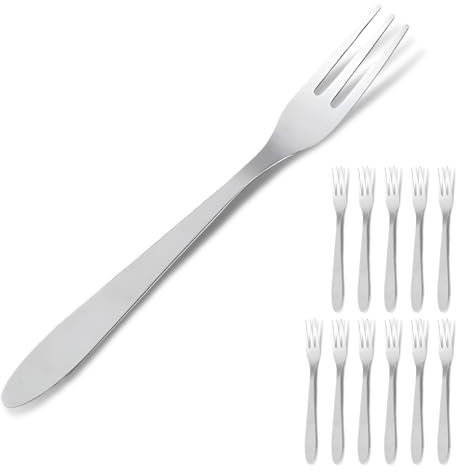 Dessert Forks 12 Pieces, 12.8cm Cake Forks, Stainless Steel Pastry Forks Set, Small Fruit Forks, Silver Appetizer Forks Cutlery Set, for Home, Kitchen, Restaurant, Dishwasher Safe