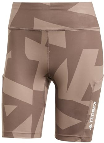 adidas Women's Terrex Multi 8inch Printed Tight Shorts, Trace Brown/Earth strata, L